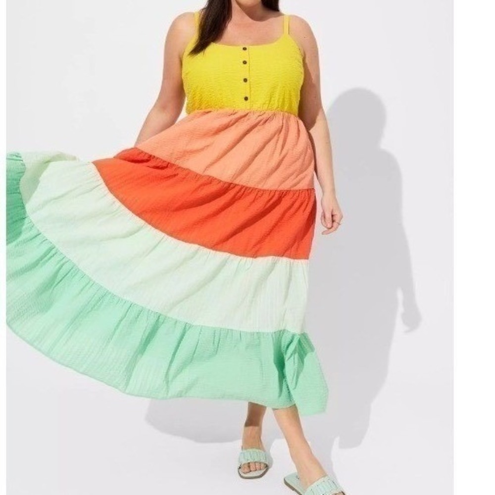 Torrid Yellow, Orange, Mint Maxi Dress